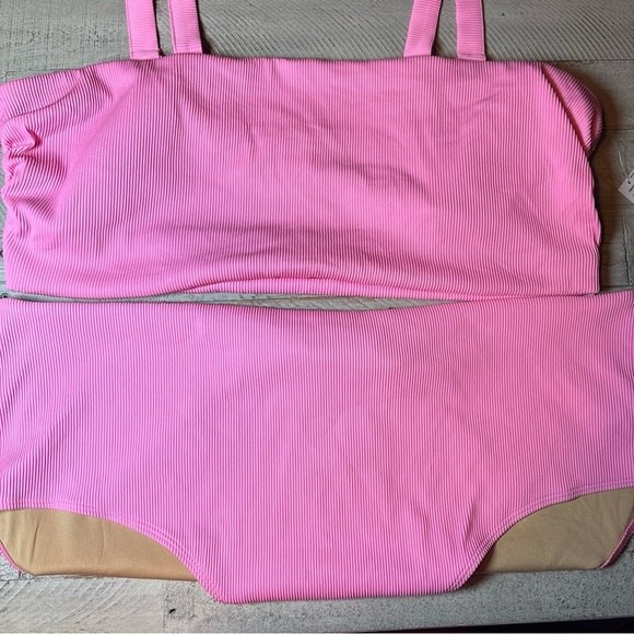 Old Navy Bikini 2 Pc Set 4XL Swimsuit Bathing Suit Pink Ribbed - Picture 4 of 15